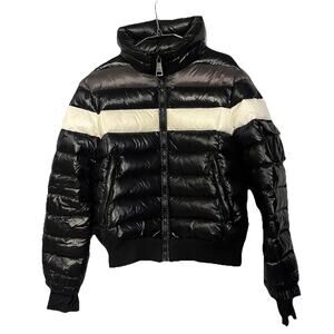 SAM New York Womens Starburst Down Puffer Jacket Black Gray White XL